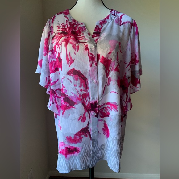 NWT-Allison Daley women’s petite Y neck floral print top - size PXL - Picture 2 of 8